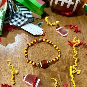 Red & Yellow KC Chiefs Themed Beaded Football Bracelet